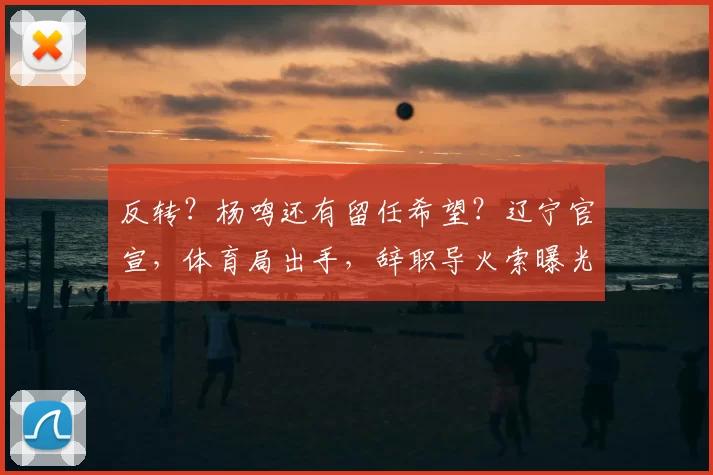 反转?杨鸣还有留任希望?辽宁官宣,体育局出手,辞职导火索曝光